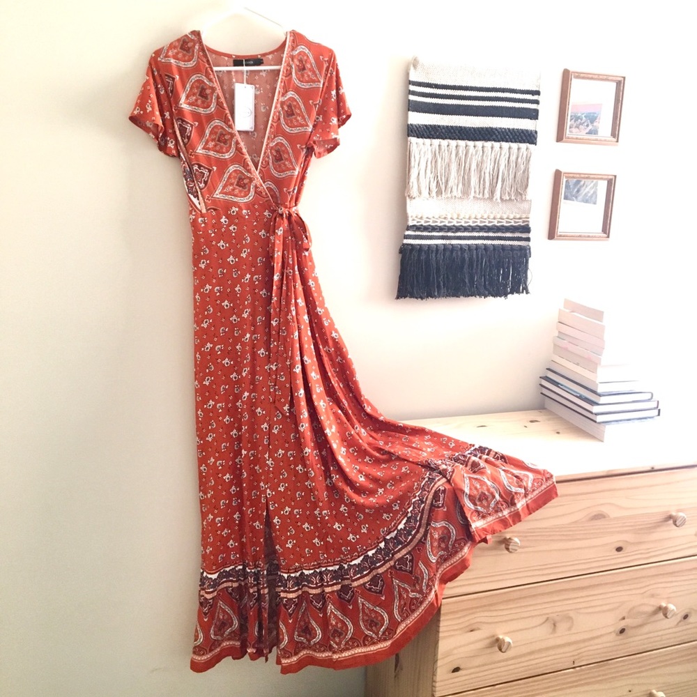Patterned Maxi Wrap Dress - Picture 7 of 9
